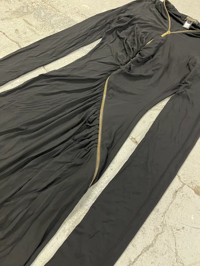 Roberto Cavalli Black Tornado Golden Zip Dress - Image 8