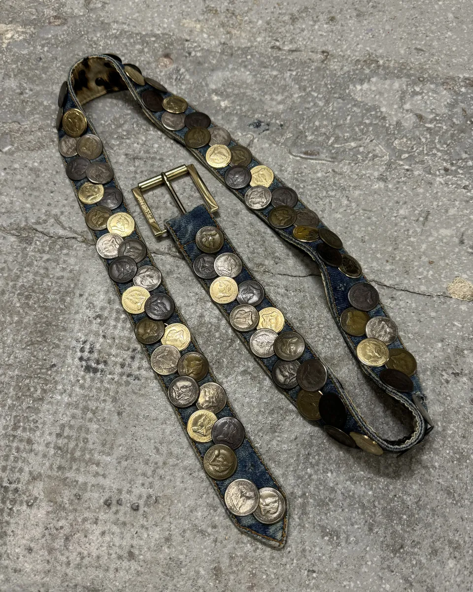 Roberto Cavalli Bronze Money Denim Belt