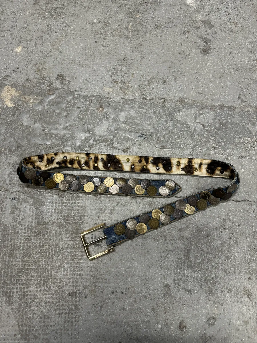 Roberto Cavalli Bronze Money Denim Belt - Image 2