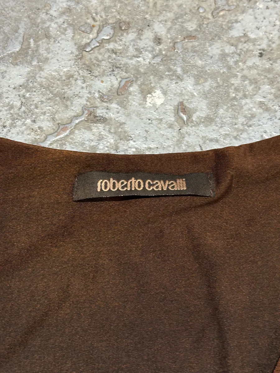 Roberto Cavalli Brown Camel Zebra Savage Dress - Image 6