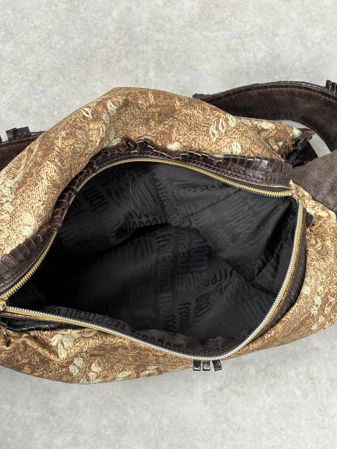 Roberto Cavalli Brown Crushed Velvet Hobo Shoulder Bag - Image 13