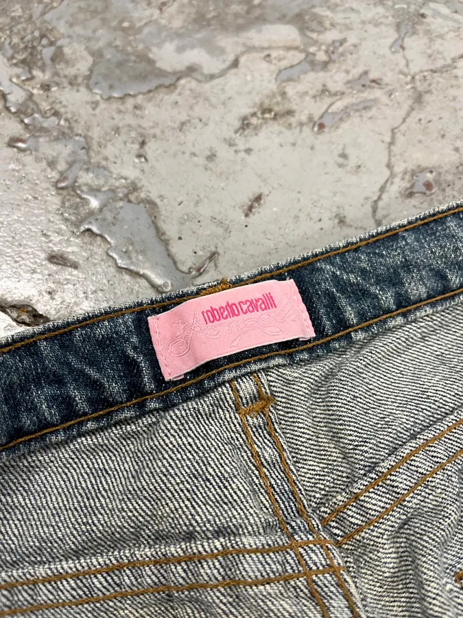 Roberto Cavalli Embroidered Sauvage Nature Blue Jeans - Image 12