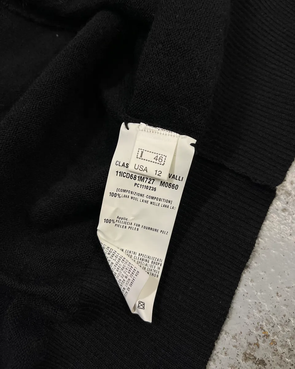 Roberto Cavalli Fur Roses Black Wool Short Sleeves Cardigan - Image 11