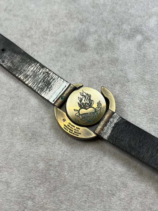 Roberto Cavalli Gold Leather Rotating Bezel Watch - Image 8