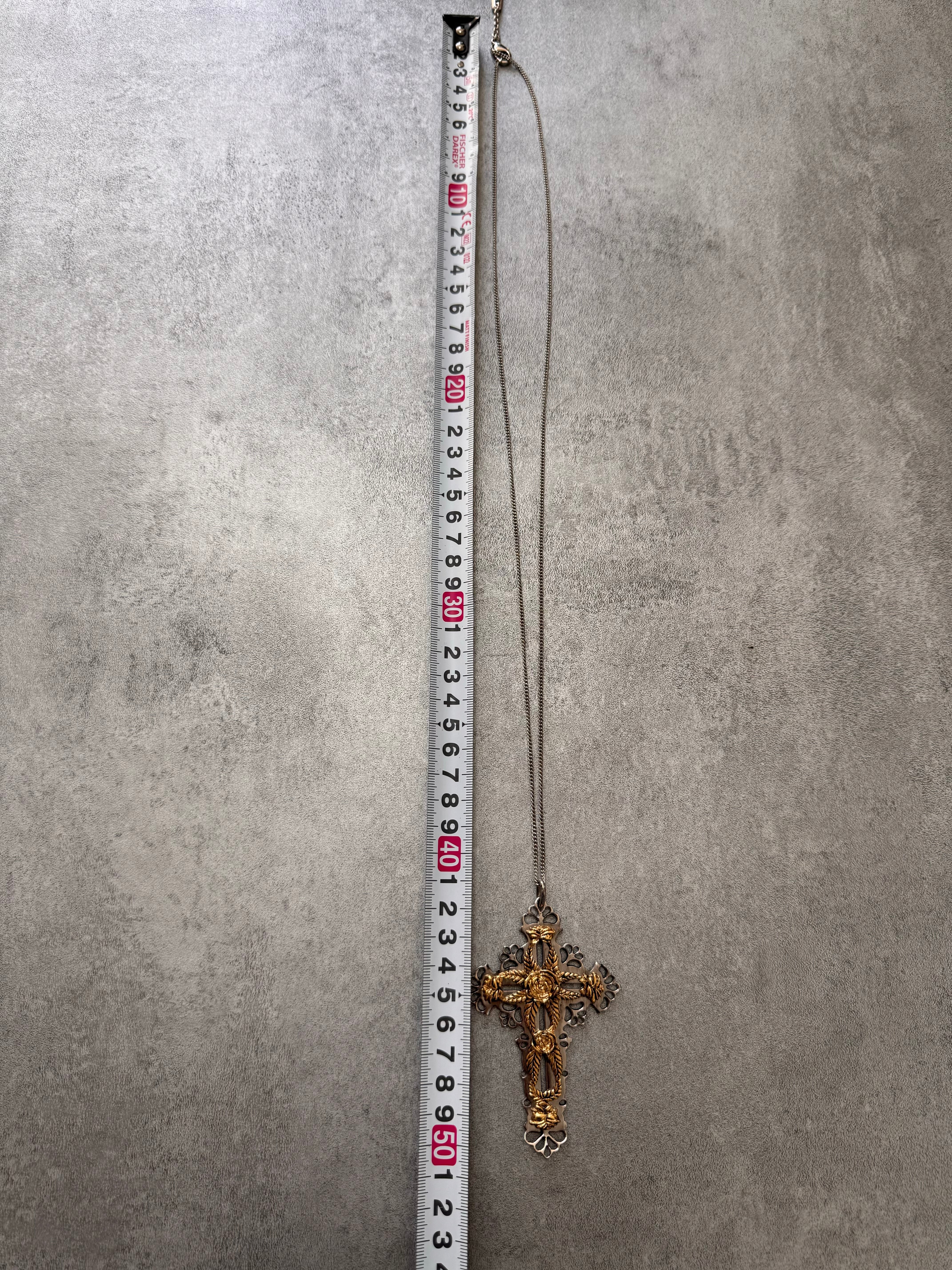 Roberto Cavalli Golden Roses Cross Pendant Stainless Necklace - Image 9