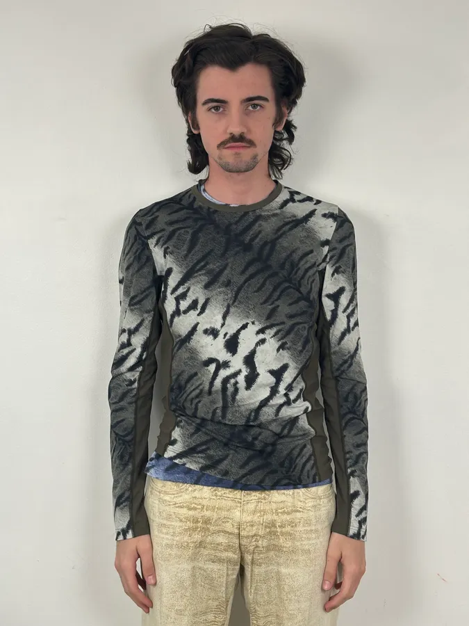 Roberto Cavalli Grey Black Zebra Savage Longsleeve - Image 2