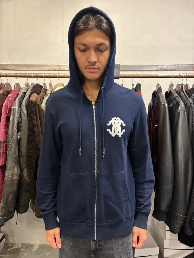 Roberto Cavalli Navy Signature Tiger Zip-up Sweatshirt - Image 2