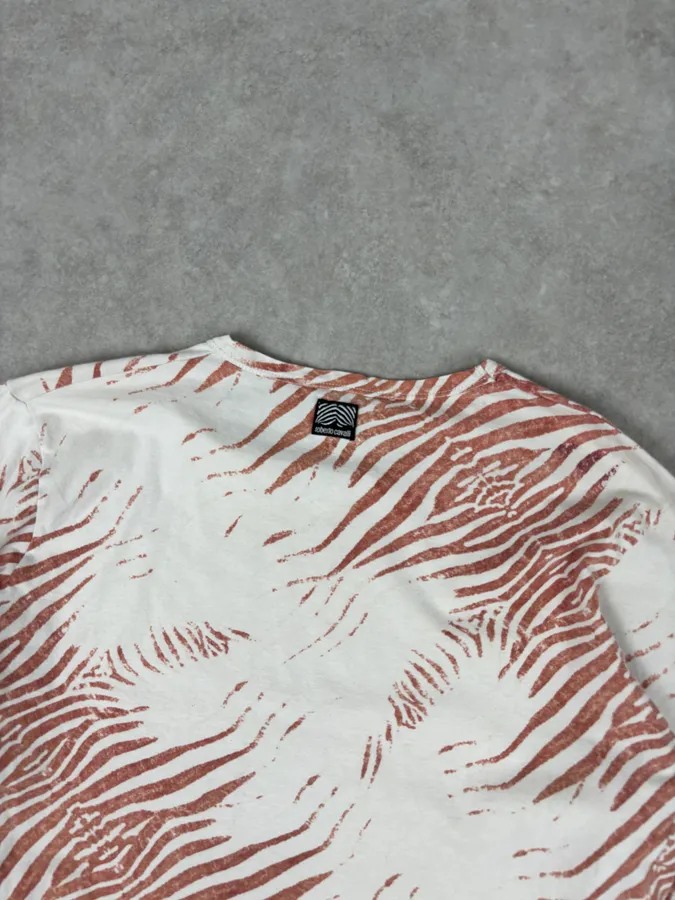 Roberto Cavalli Peach Pink Zebra Savage T-Shirt - Image 6