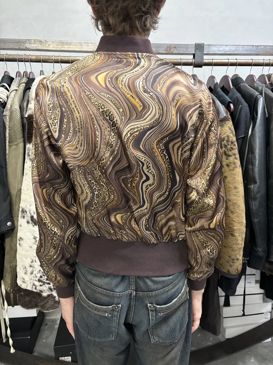 Roberto Cavalli Psycho Brown & Beige Light Bomber Jacket - Image 4