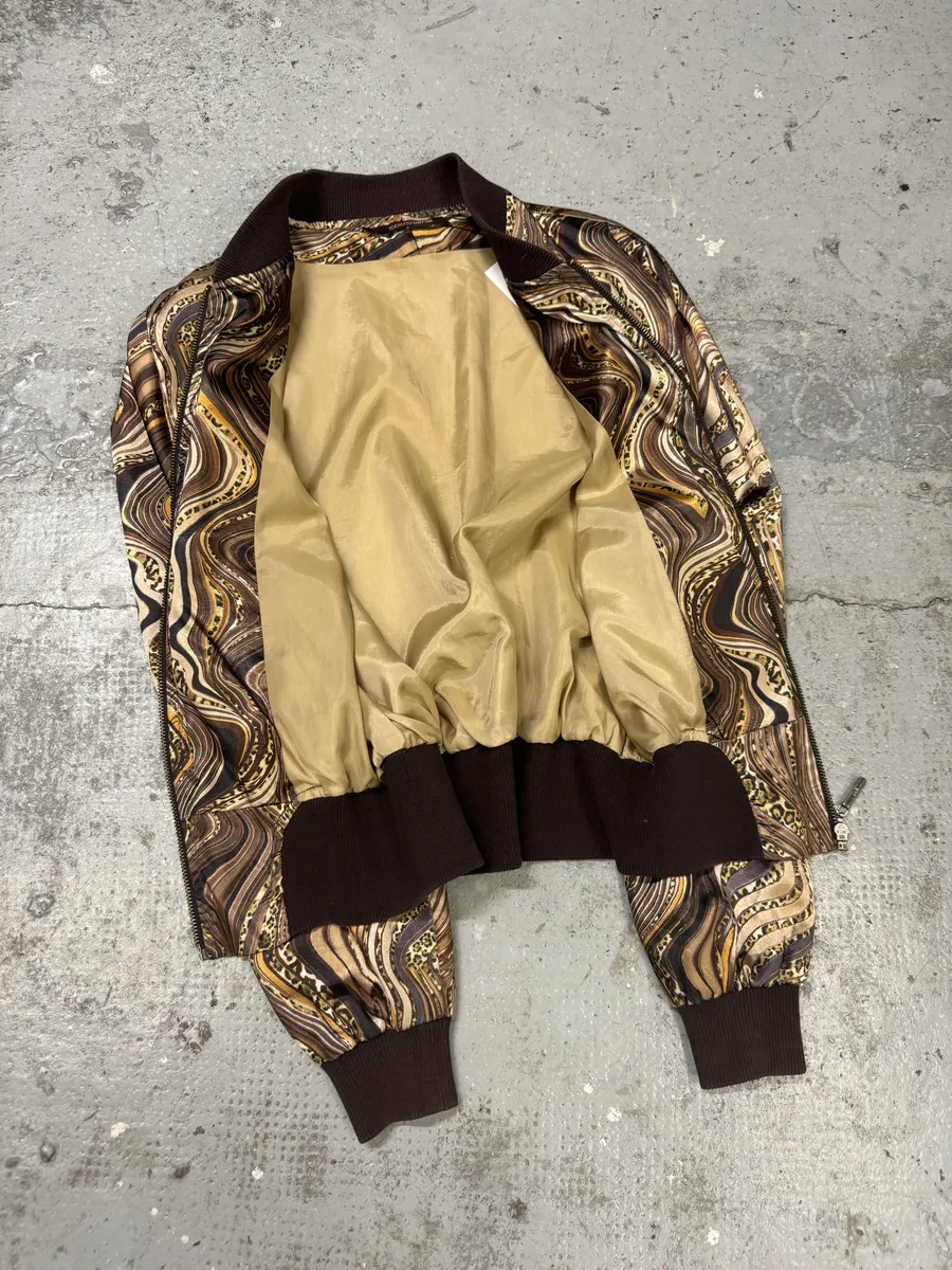 Roberto Cavalli Psycho Brown & Beige Light Bomber Jacket - Image 7