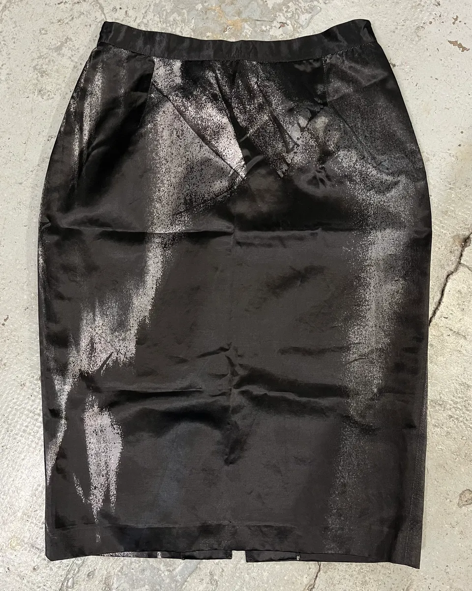 Roberto Cavalli Silver Paint Black Suit & Skirt Set - Image 4