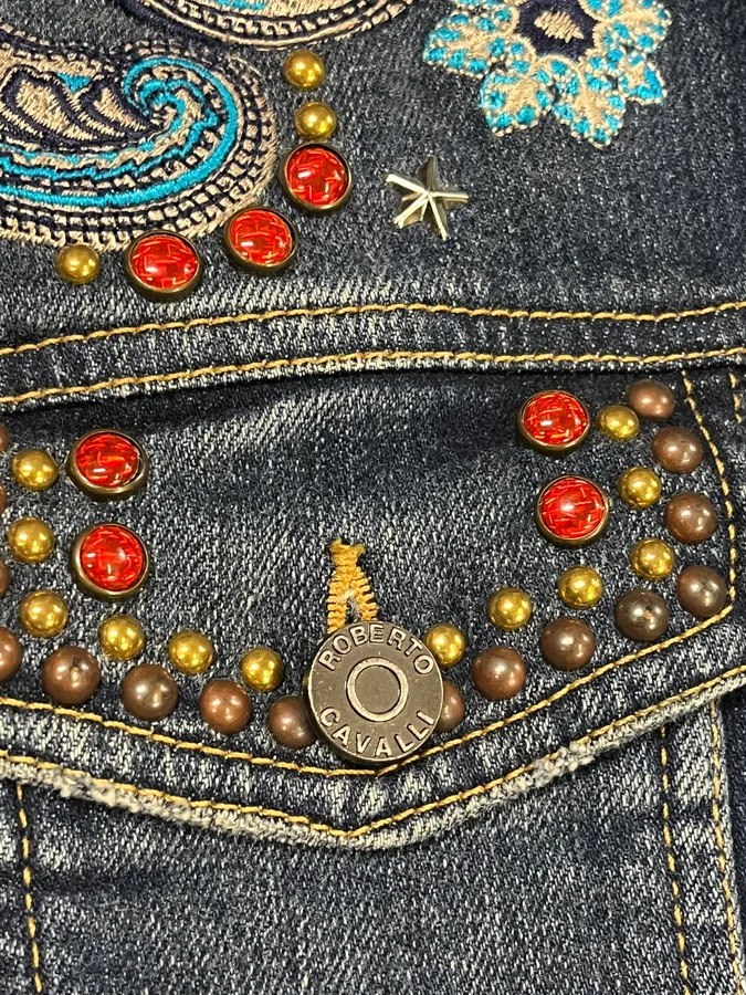 Roberto Cavalli Studded Ornament Blue Denim Jacket - Image 8