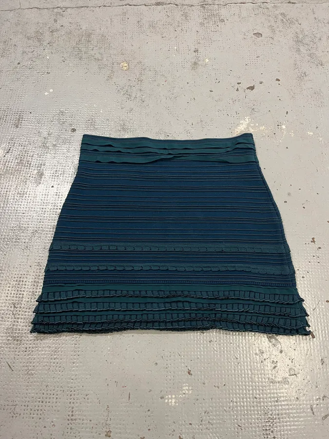Roberto Cavalli Teal Wool Textured Blue Midi Skirt - Image 7