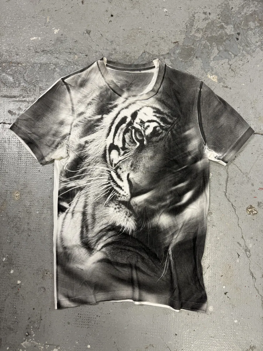 Roberto Cavalli Tiger White & Grey Tee-Shirt - Image 4