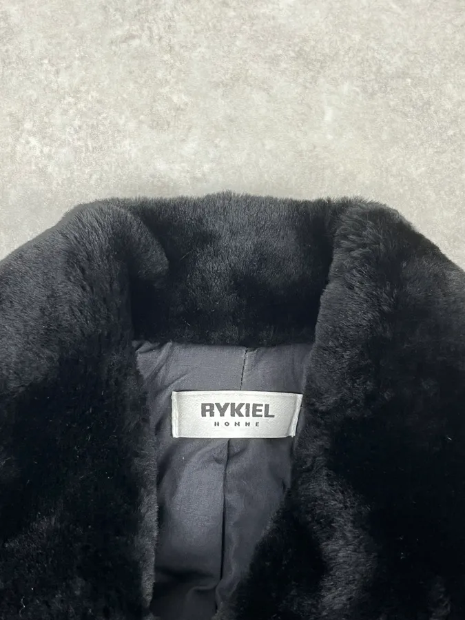 Rykiel Black Faux Fur Premium Belted Officer Jacket - Image 9