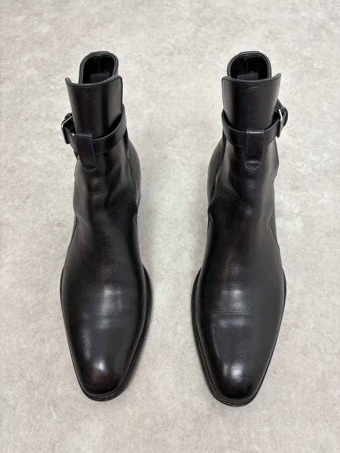Saint Laurent Black Dakota Ankle Leather Boots - Image 2