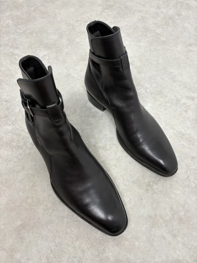 Saint Laurent Black Dakota Ankle Leather Boots - Image 4