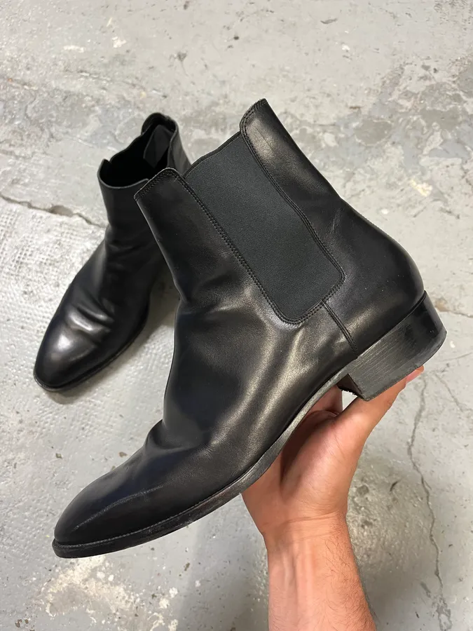 Saint Laurent Black Leather Ankle Boots