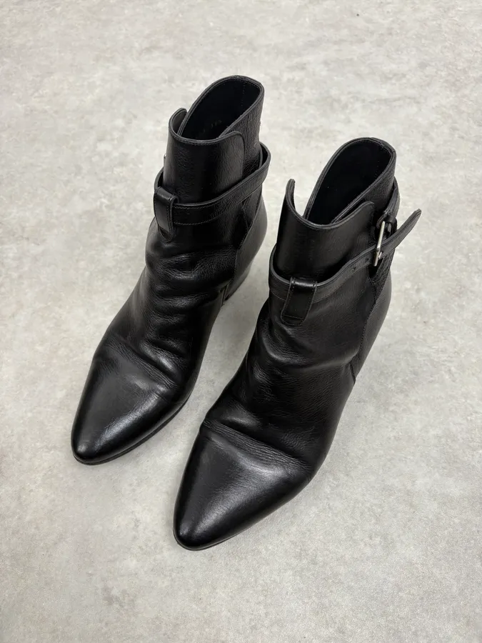 Saint Laurent Black Rock Leather Ankle Boots - Image 3