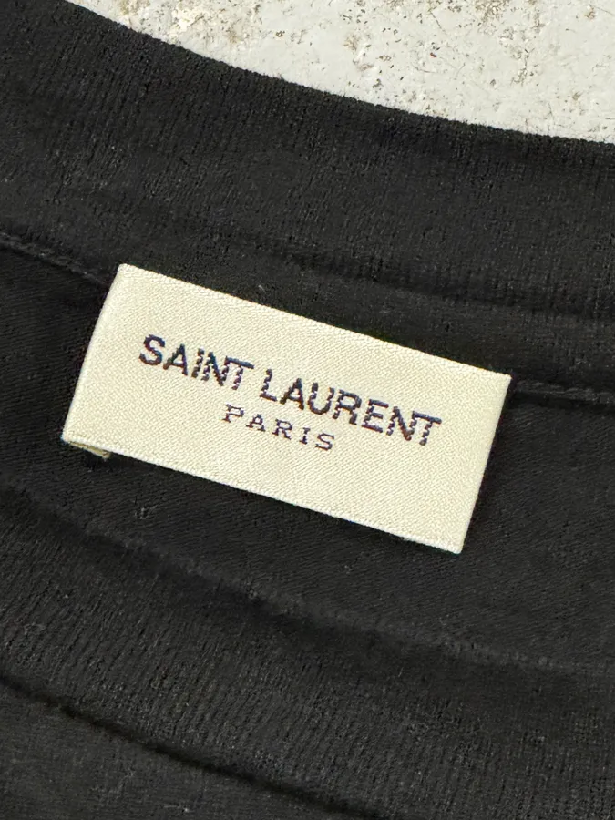 Saint Laurent Black Signature Logo T-Shirt - Image 8