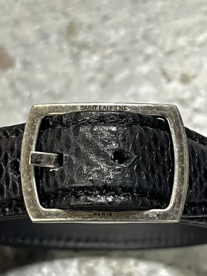Saint Laurent Black Snakeskin Leather Effect Bracelet - Image 5