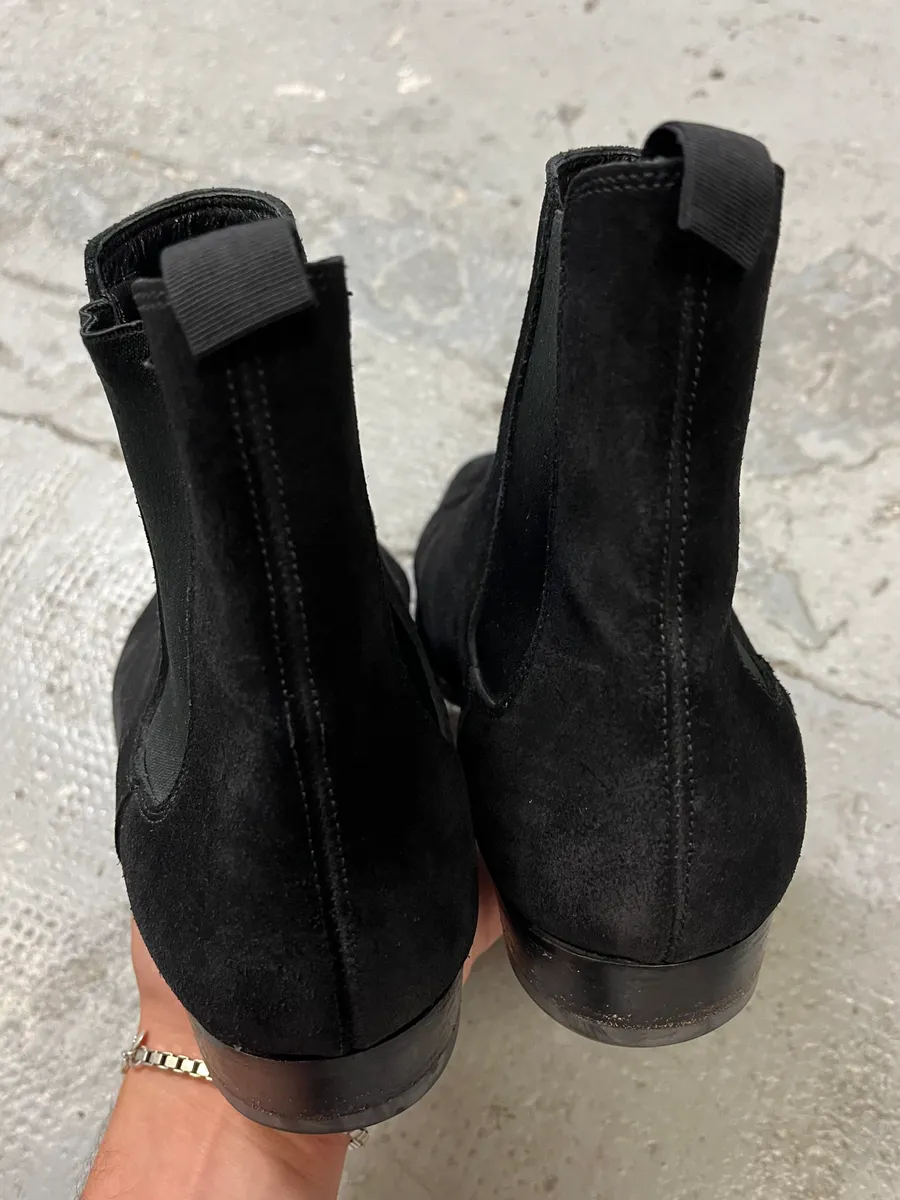 Saint Laurent Black Suede Leather Ankle Boots - Image 6