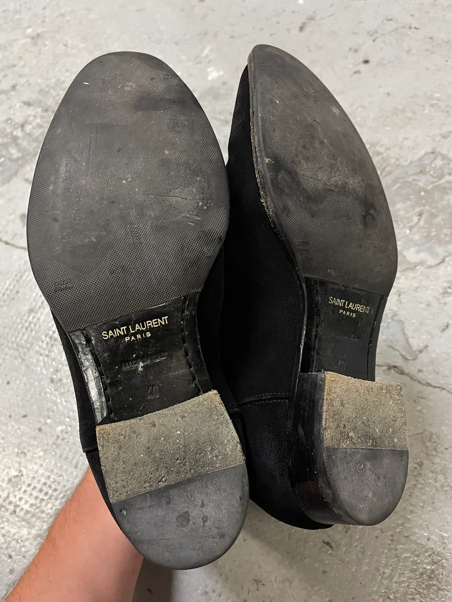 Saint Laurent Black Suede Leather Ankle Boots - Image 7