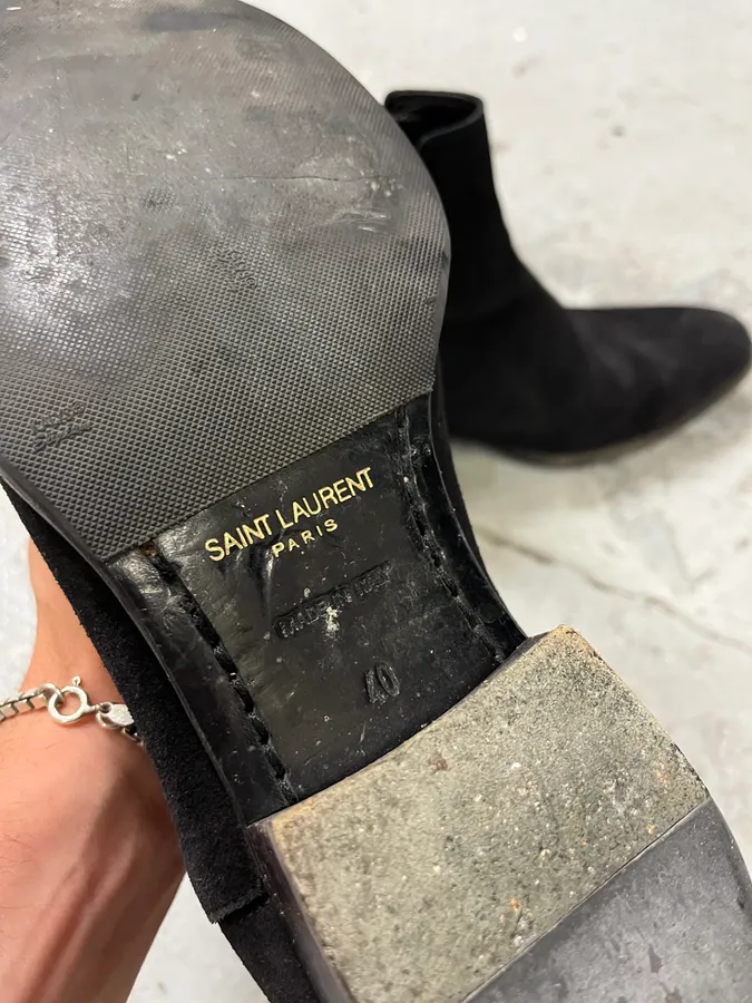Saint Laurent Black Suede Leather Ankle Boots - Image 8