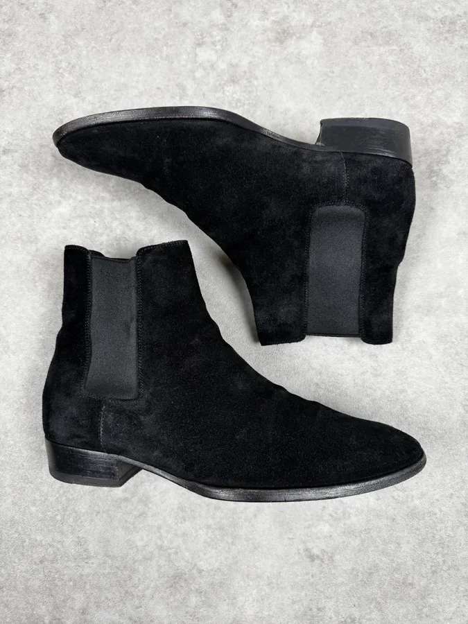Saint Laurent Black Suede Leather Boots - Image 3