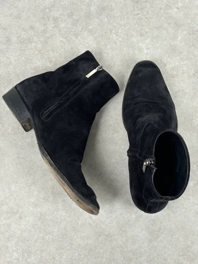Saint Laurent Black Suede Wyatt Chelsea Boots - Image 10