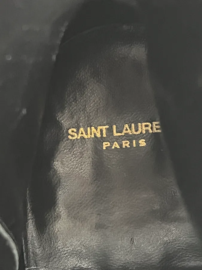 Saint Laurent Black Western Leather Buckle Biker Boots - Image 10