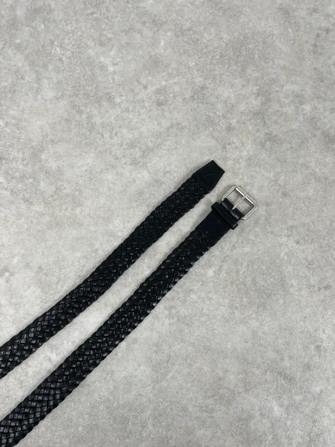 Saint Laurent Black Woven Classy Leather Belt - Image 5