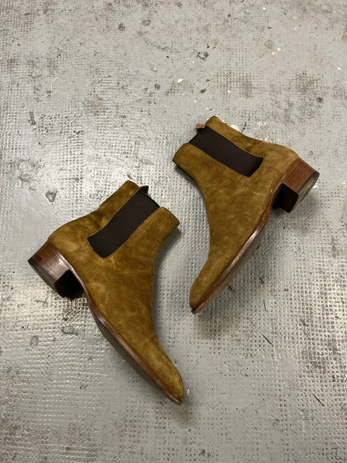 Saint Laurent Camel Suede Camarguese Boots - Image 2
