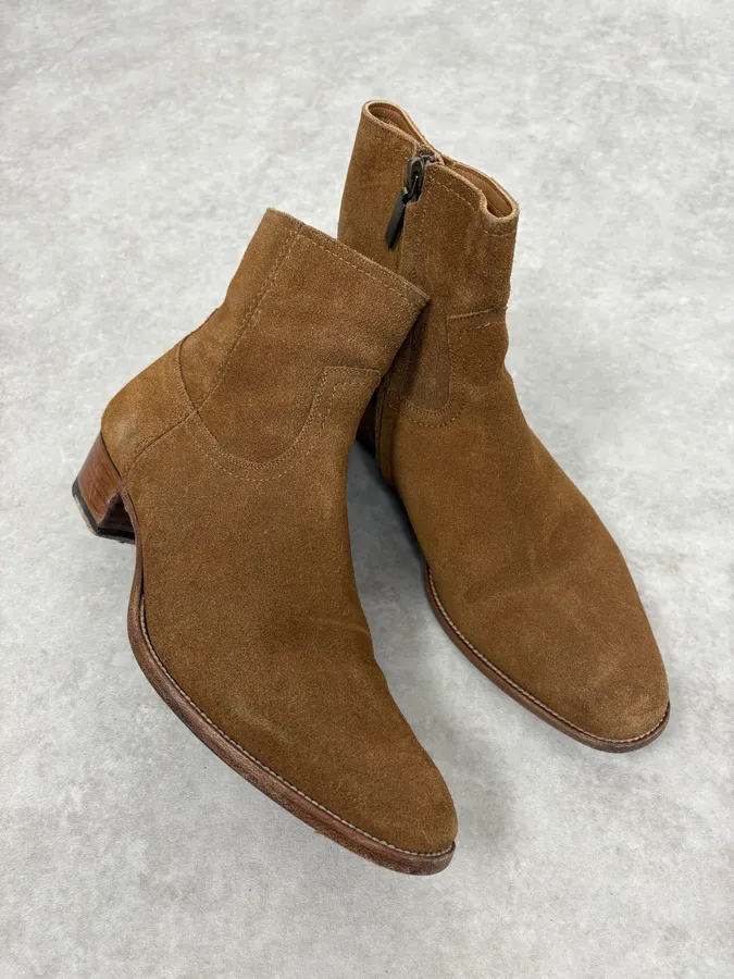 Saint Laurent Camel Suede Leather Ankle Boots - Image 5