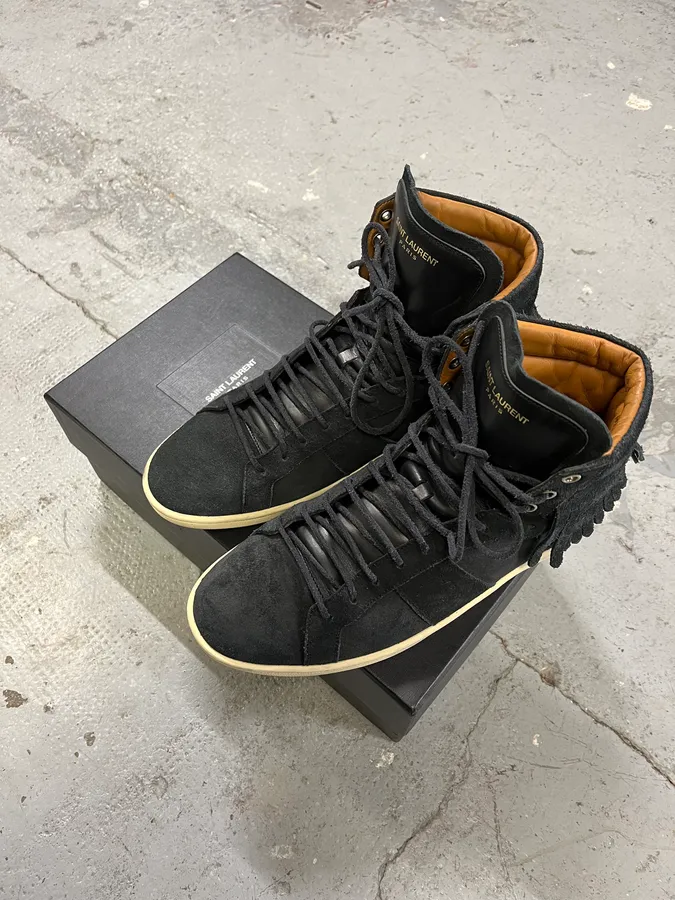 Saint Laurent Fringe Suede High Shoes - Image 3