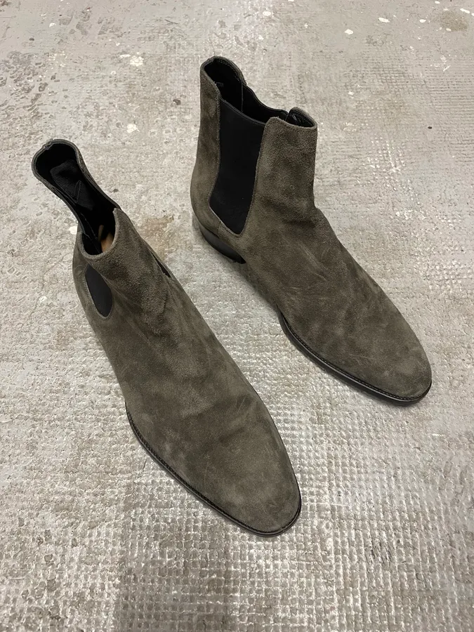 Saint Laurent Grey Suede Leather Boots - Image 4