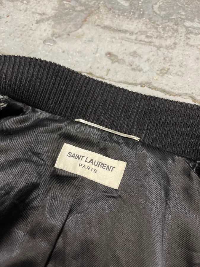 Saint Laurent Grey Wool Teddy Bomber Jacket - Image 8