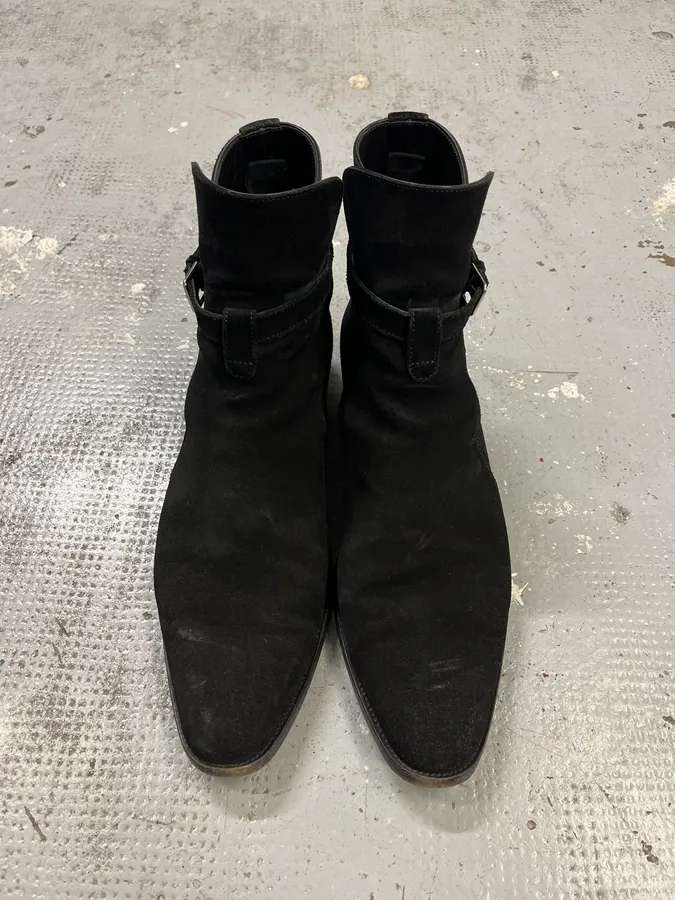 Saint Laurent Jodhpur Black Suede Leather Ankle Boots - Image 5