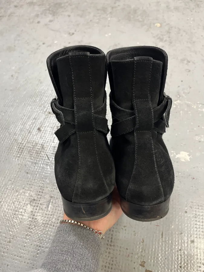 Saint Laurent Jodhpur Black Suede Leather Ankle Boots - Image 6