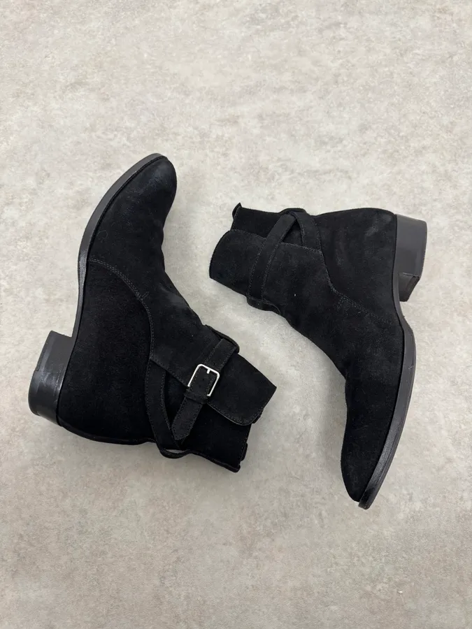 Saint Laurent Jodhpur Black Suede Leather Ankle Boots - Image 4