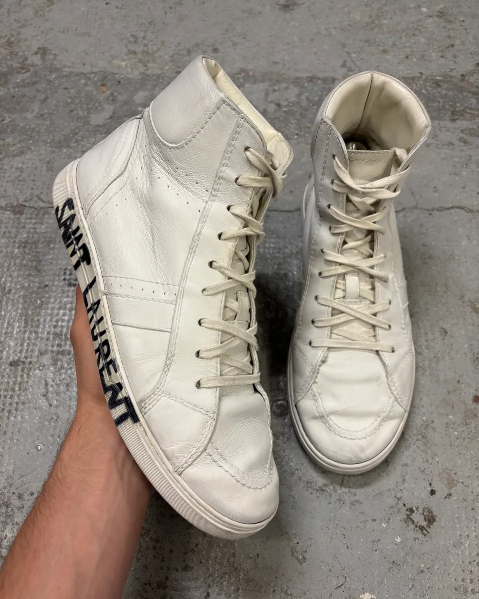 Saint Laurent Joe High Leather White Sneakers