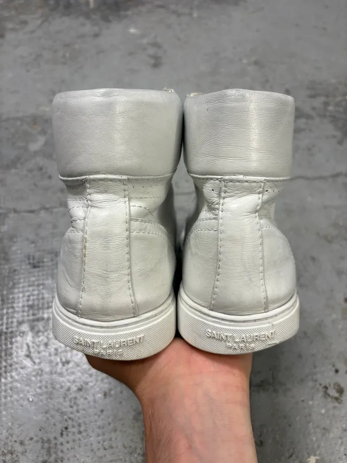 Saint Laurent Joe High Leather White Sneakers - Image 7