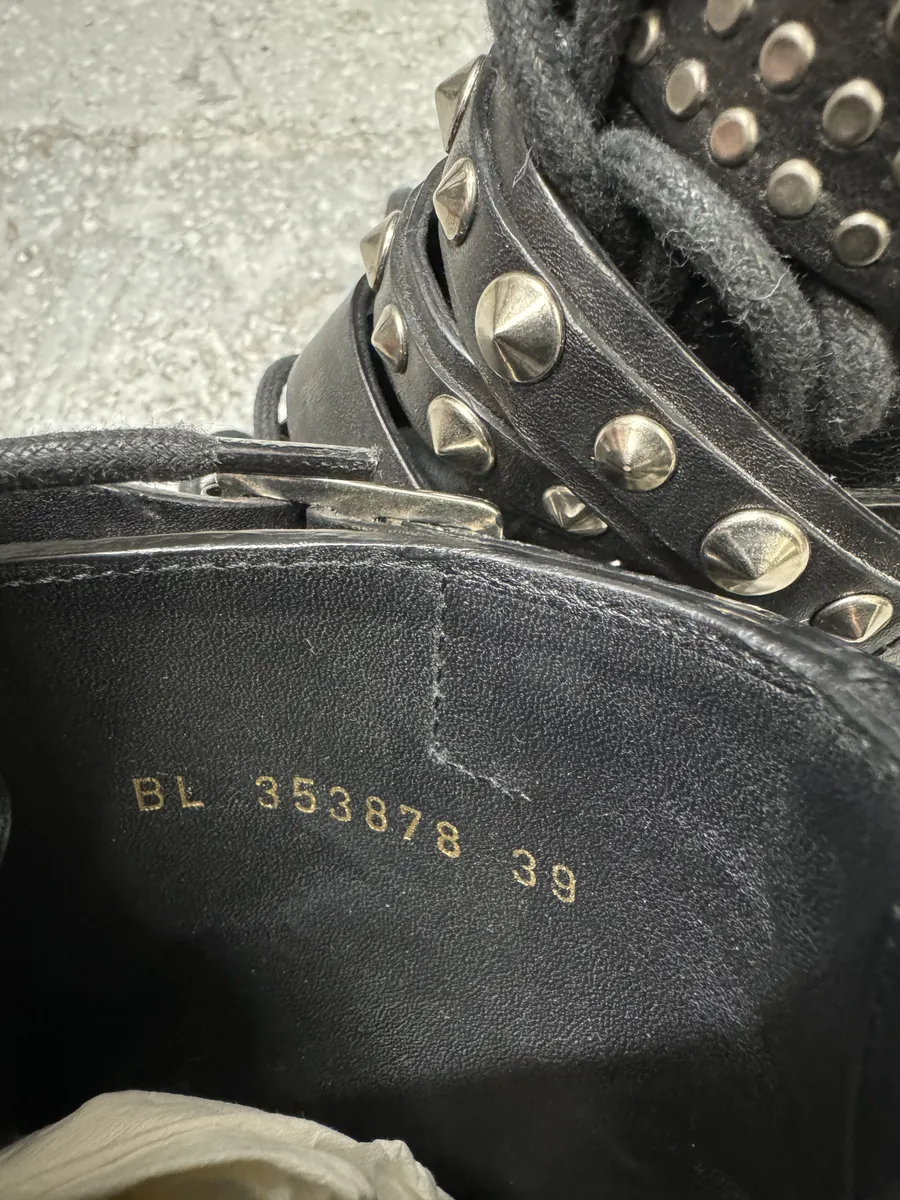 Saint Laurent Signature Rangers Studded Black Leather Boots - Image 7