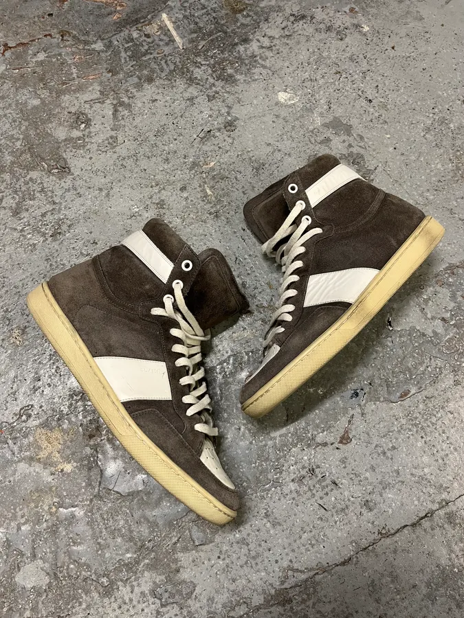 Saint Laurent SL10H Grey & Suede High Shoes by Hedi Slimane - Image 4
