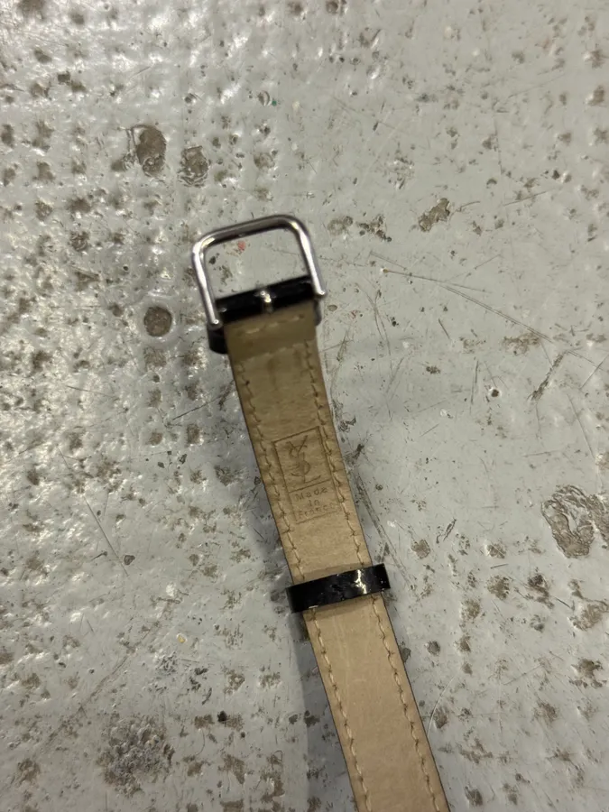Saint Laurent Sliced YSL Black Leather Bracelet - Image 6