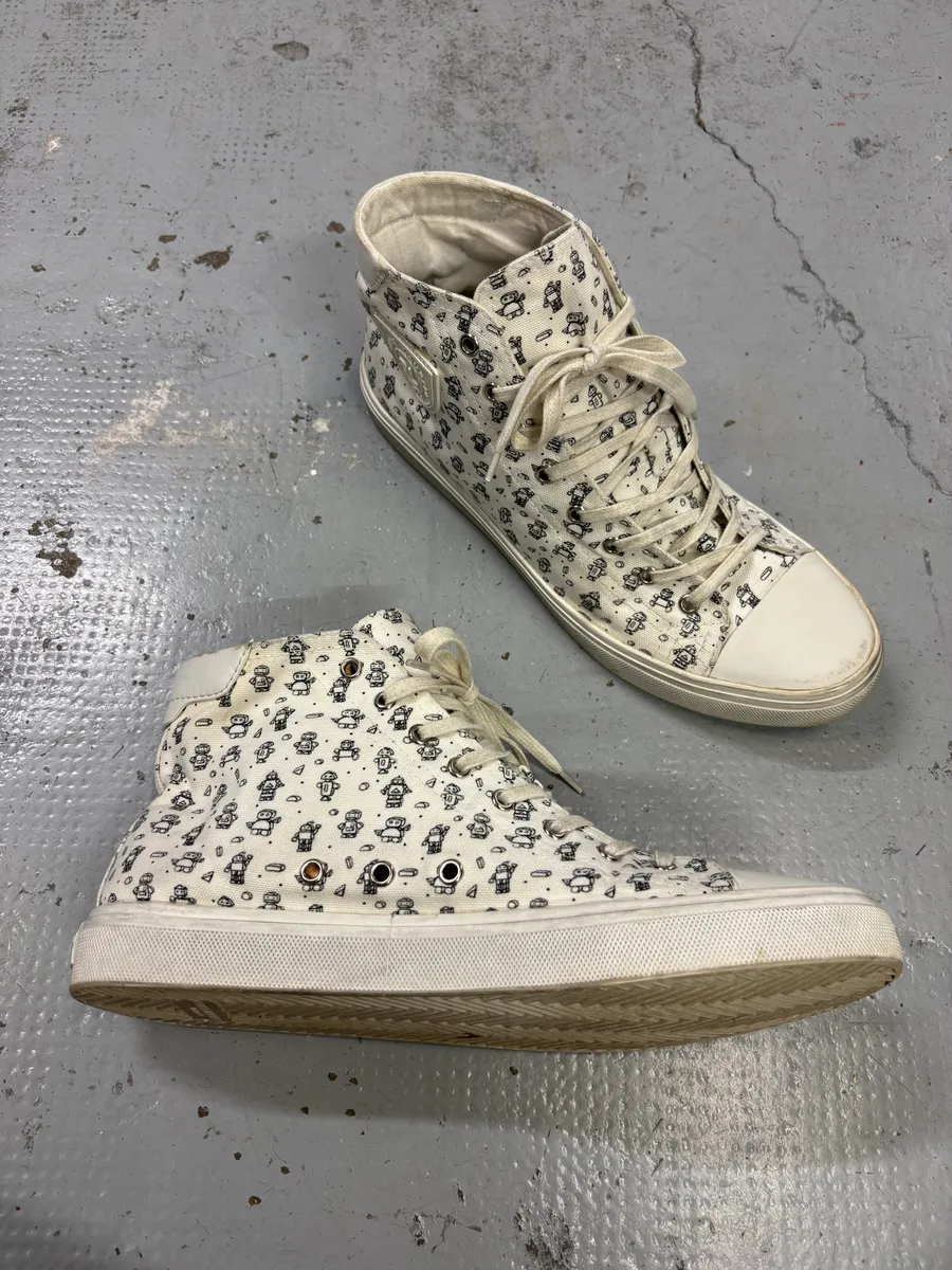 Saint Laurent White Canvas High-Top Sneakers - Image 5