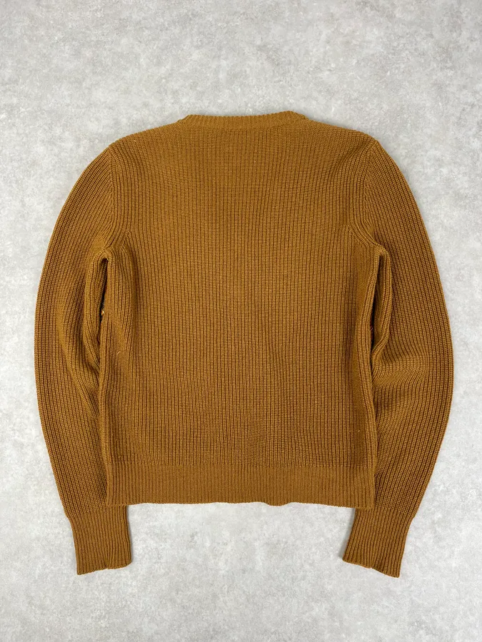 Salvatore Ferragamo Camel Cashmere Python Leather Cardigan - Image 6