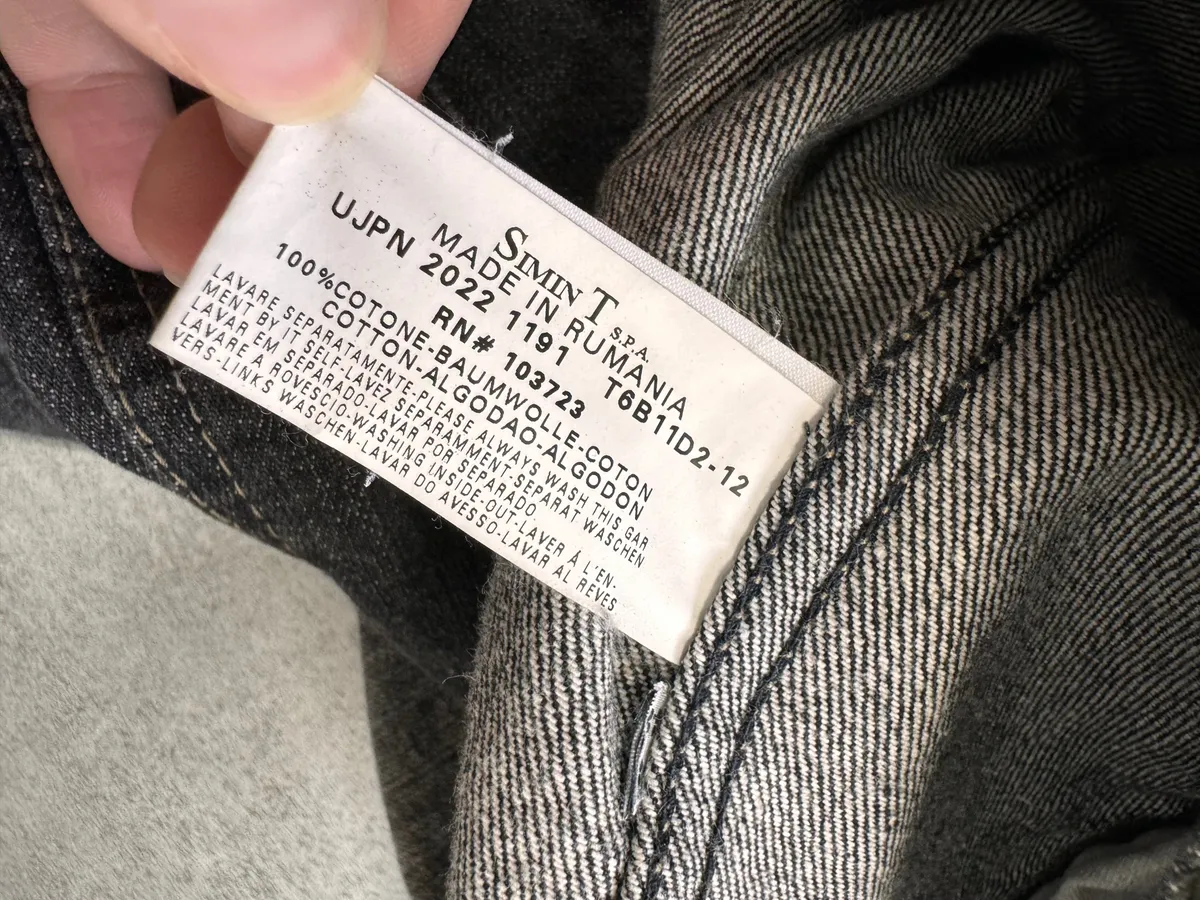 2000s Armani Grey Bleached Denim Jacket - Image 7