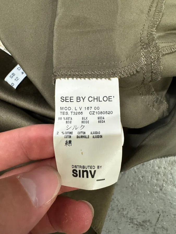 See by Chloé Silk Khaki Dress - Image 6