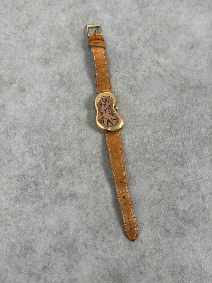 Softwatch Salvador Dali Pink Gold Leather Melting Clock Watch - Image 5